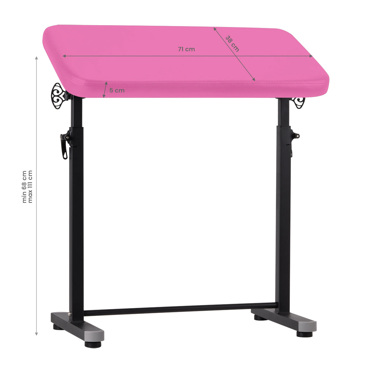 Pro Ink Tattoo Armrest 718 Pink - height-adjustable padded tattoo armrest isolated on a white background