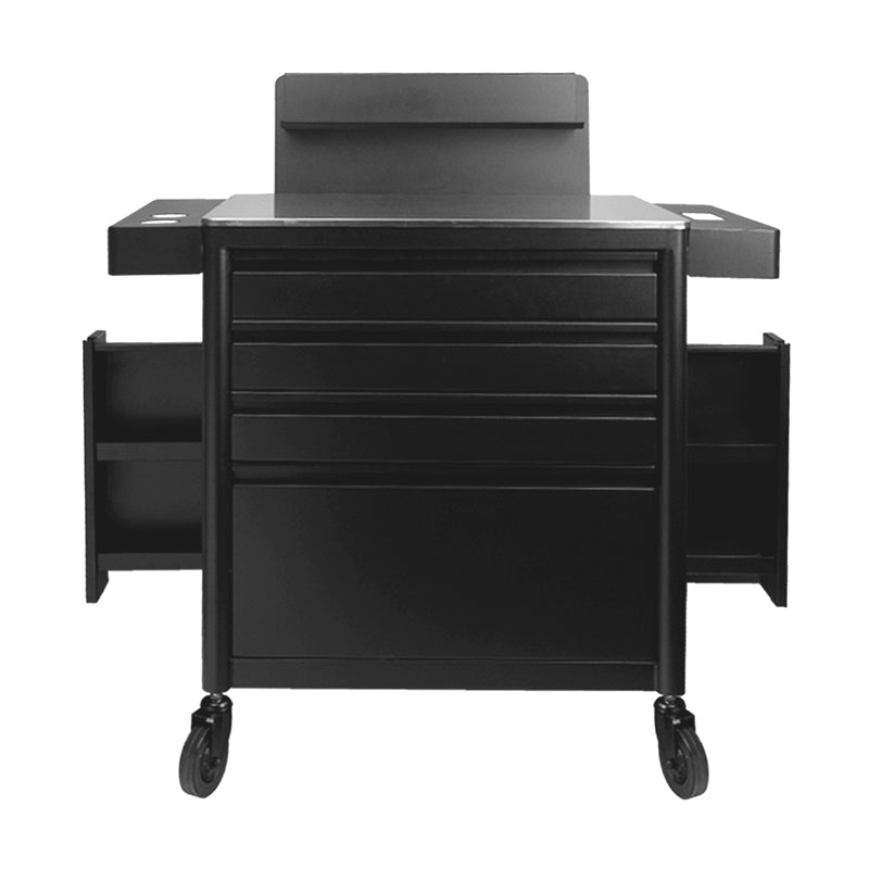Pro Ink Tattoo Assistant Trolley 701 Black - front view showing the storage and construction details