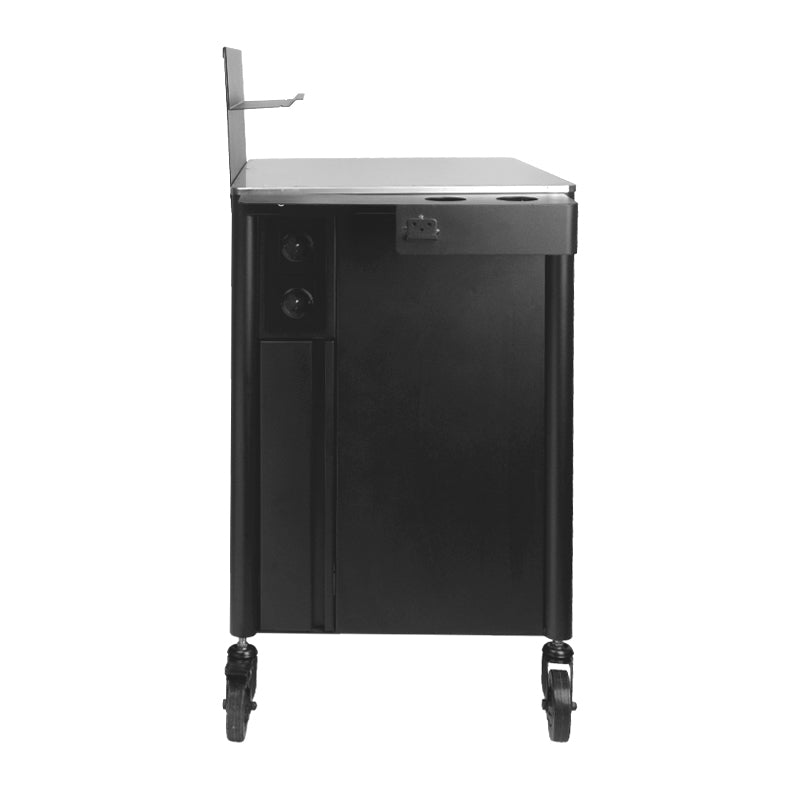 Pro Ink Tattoo Assistant Trolley 701 Black - front view showing the storage and construction details