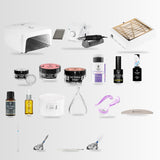 Professional Builder Gel Workstation 19-piece nail bundle with lamp, drill and dust collector, staggered arrangement view