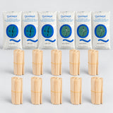 Six 1kg Quickepil hard wax packs, three Blue and three Green, with ten bundles of 50 large wooden spatulas.