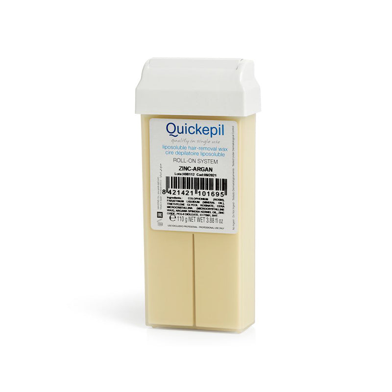 Quickepil Roll-On Wax Cartridge Zinc-Argan 110g - isolated on a white background