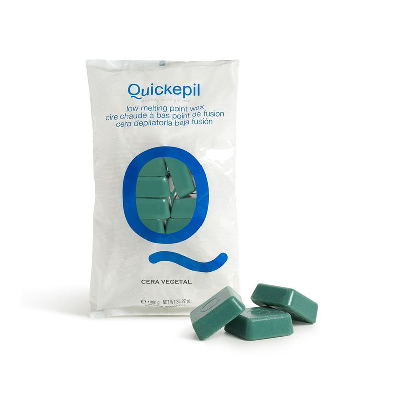 Quickepil Stripless Hard Wax 1kg Green - isolated on a white background