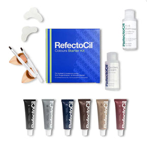 Complete RefectoCil Colours Starter Kit with six tints, oxidant, remover and accessories