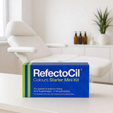RefectoCil Colours Starter Mini Kit box on a white surface in a beauty salon.