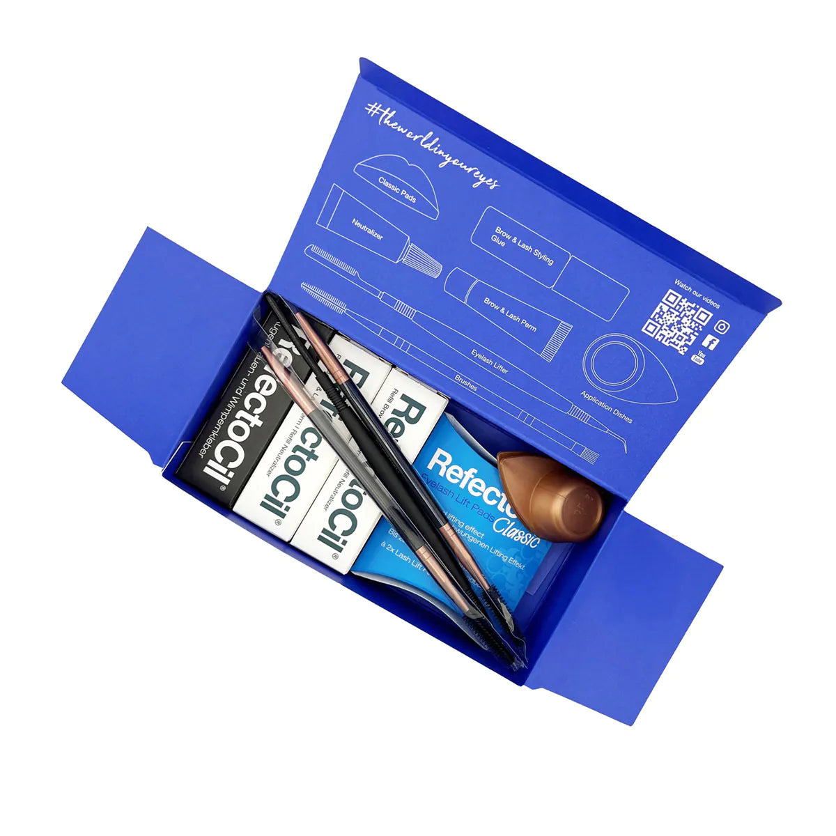Open RefectoCil Eyelash Lift Kit Classic box showing the enclosed products and tools