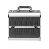 Roxie Cosmetics 44 Professional Cosmetic Case Black - open cosmetic case with divided storage compartments on a white background