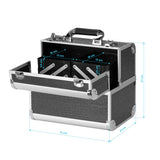 Roxie Cosmetics 44 Professional Cosmetic Case Black - open cosmetic case with divided storage compartments on a white background