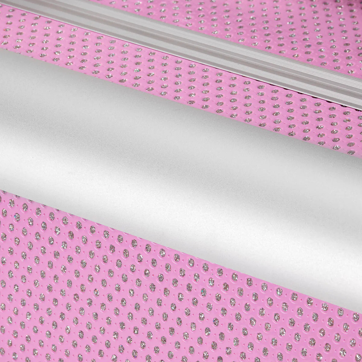 Roxie Cosmetics 44 Professional Cosmetic Case Pink - open cosmetic case with divided storage compartments on a white background