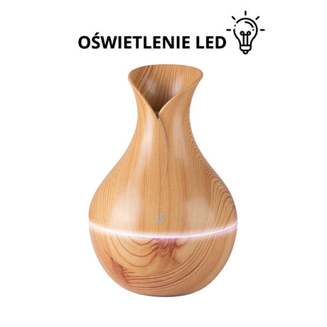 Roxie Cosmetics Aroma Diffuser Air Humidifier SPA 17 Light Wood 130ml - arranged with the included components on a white background