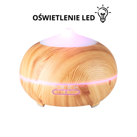 Roxie Cosmetics Aroma Diffuser Spa Air Humidifier 06 Light Wood 400ml With Timer - arranged with the included components on a white background