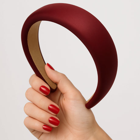 Roxie Cosmetics Burgundy Headband Velvet - displayed in a styled studio photograph