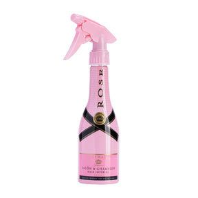Roxie Cosmetics Styling Sprayer Champagne Pink 350ml - round salon spray bottle and printed design on a white background