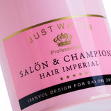 Roxie Cosmetics Styling Sprayer Champagne Pink 350ml - round salon spray bottle and printed design on a white background