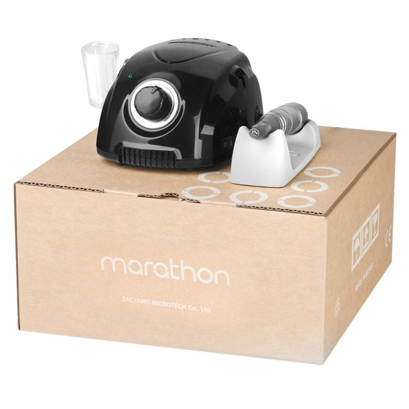 Saeyang Marathon 3 Champion Nail Drill Machine Black + H200 - nail drill equipment isolated on a white background
