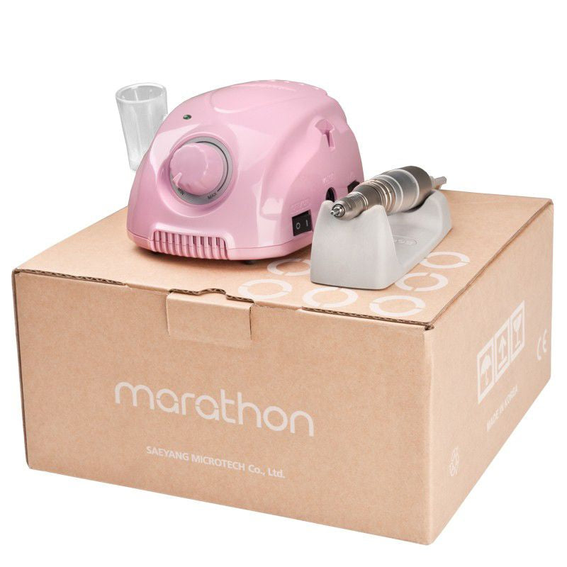 Saeyang Marathon 3 Champion Nail Drill Machine Pink + H200 - nail drill equipment isolated on a white background