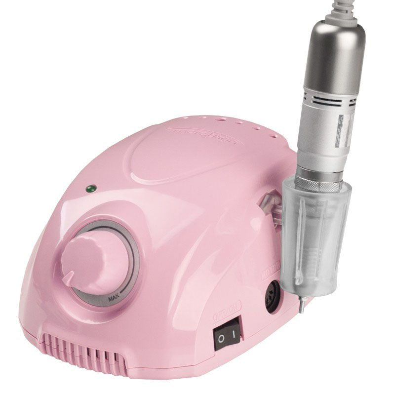 Saeyang Marathon 3 Champion Nail Drill Machine Pink + H200 - nail drill equipment isolated on a white background