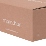 Close-up of the Marathon logo printed on the recyclable retail box