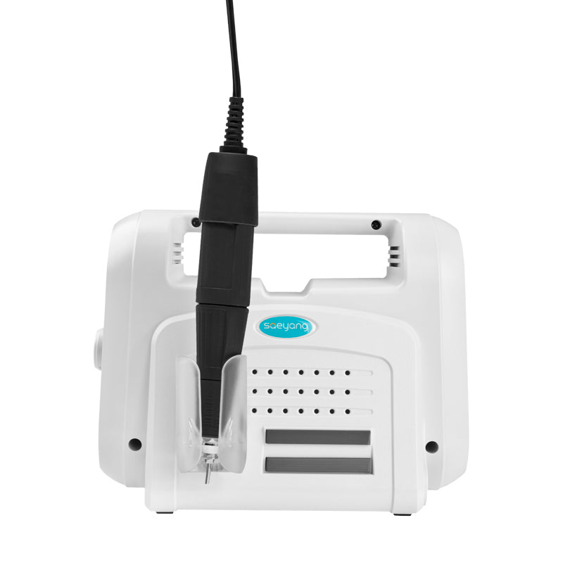 Saeyang Marathon Handy 702 Nail Drill Machine + S40-FS60N Handpiece Micromotor - nail drill with handpiece and accessories on a white background