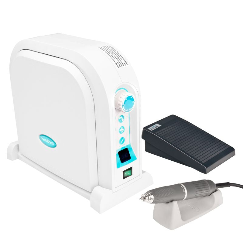 Saeyang Marathon Multi 600 Nail Drill Machine Prosthetic Micromotor & BM50S1 Brushless - nail drill equipment isolated on a white background