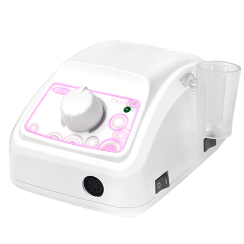 Saeyang Nail Drill Machine Marathon Mighty White + SH20N - nail drill with handpiece and accessories on a white background