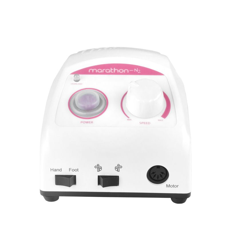 Saeyang Nail Drill Machine Marathon New N2 + SH300S - dimensions and measurements shown