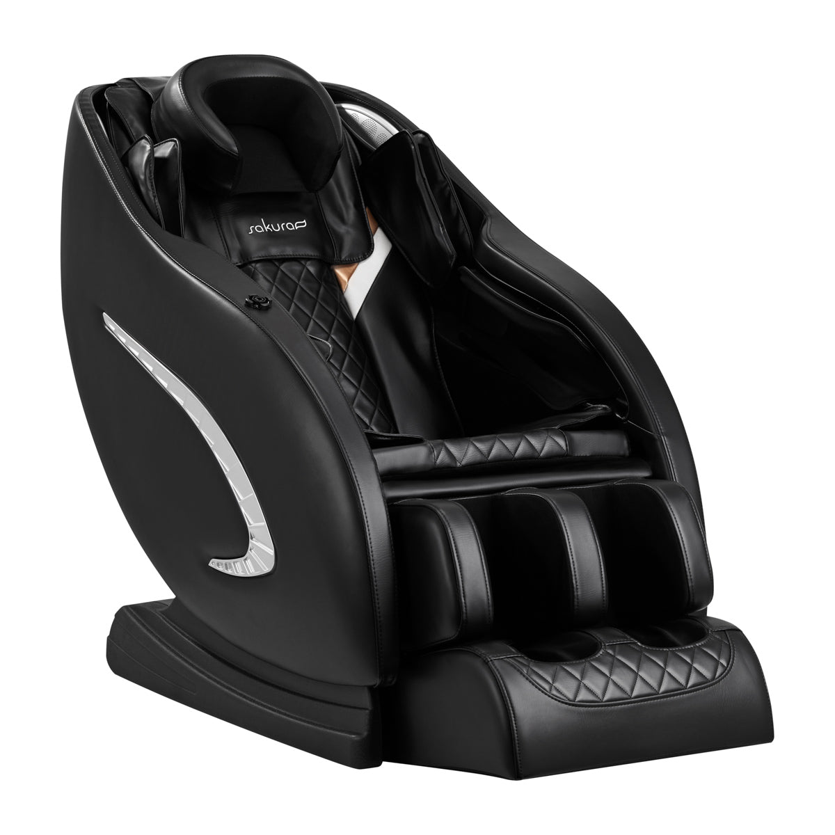 Sakura Classic 305 Massage Chair Black - full product view at an angle on a white background
