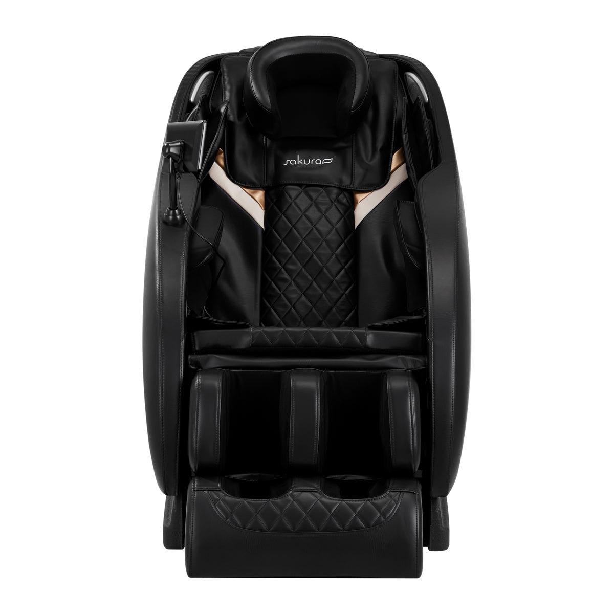 Sakura Classic 305 Massage Chair Black - close-up of the upholstery and adjustment details