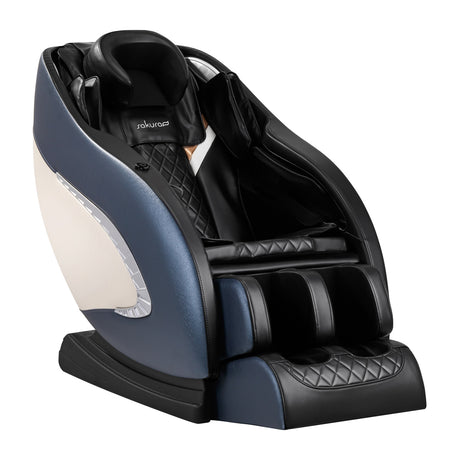 Sakura Classic 305 Massage Chair Blue - full product view at an angle on a white background