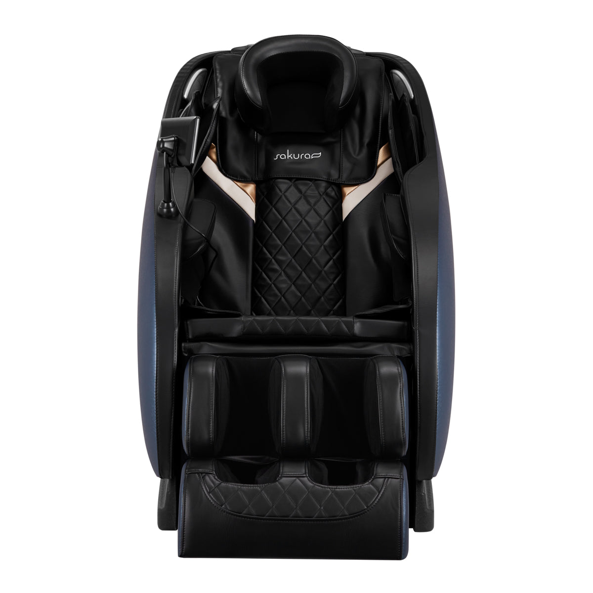 Sakura Classic 305 Massage Chair Blue - close-up of the upholstery and adjustment details