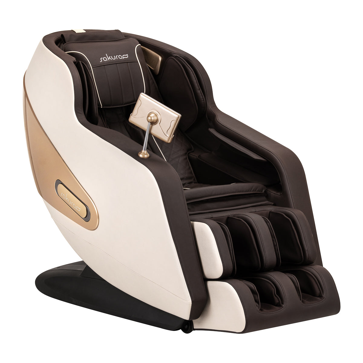 Sakura Comfort Plus 806 Massage Chair Brown - full product view at an angle on a white background