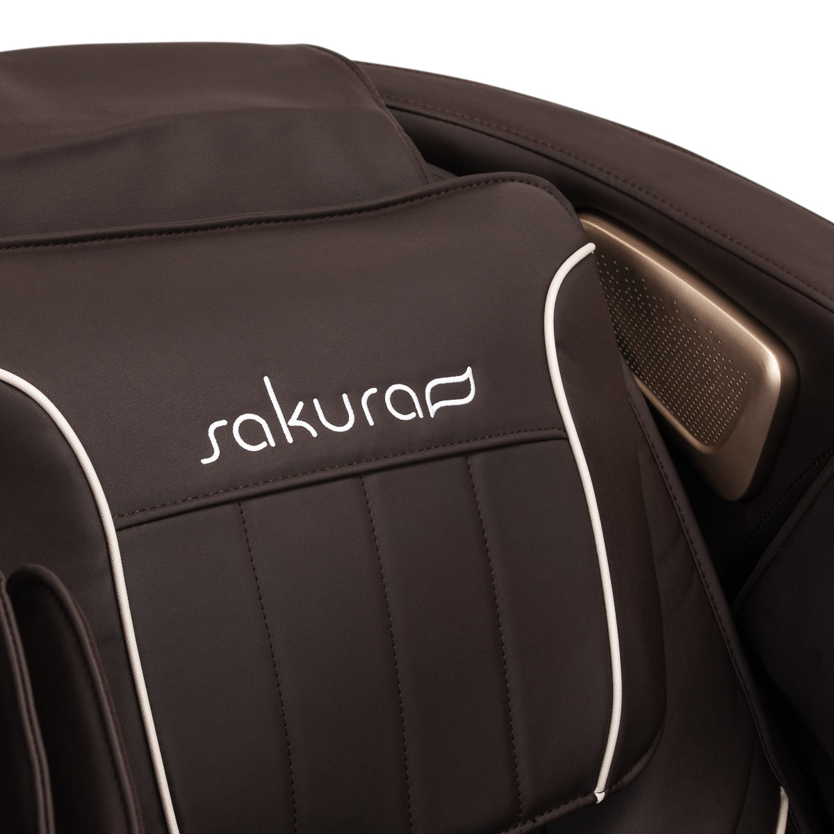 Sakura Comfort Plus 806 Massage Chair Brown - close-up of the upholstery and construction details