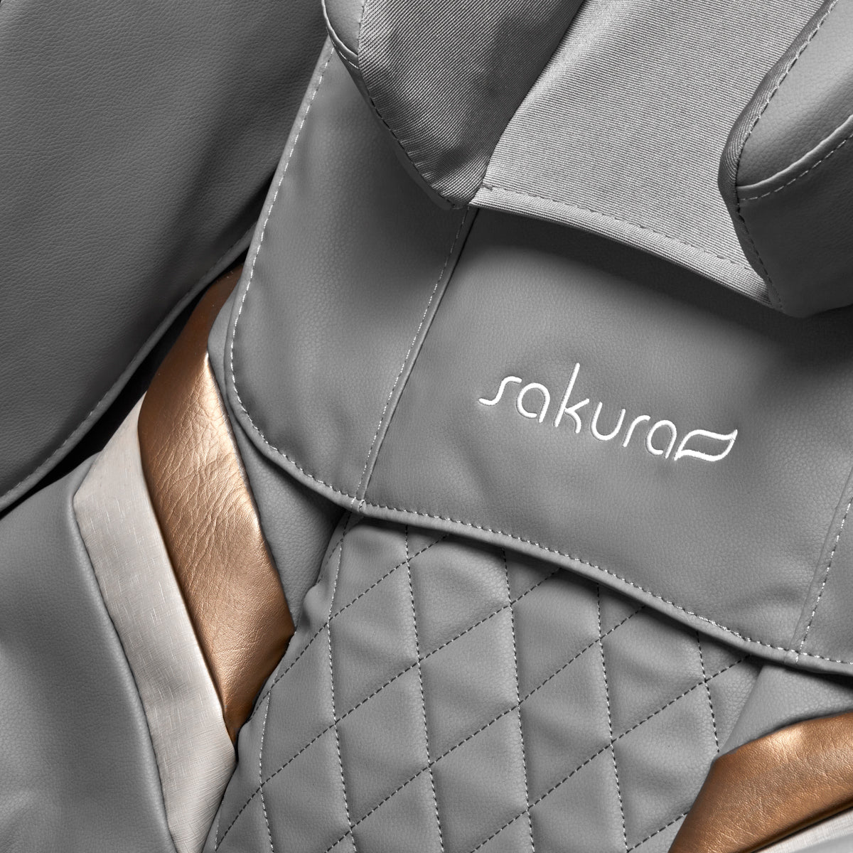 Sakura Massage Chair Classic 305 Grey - close-up of the upholstery and construction details