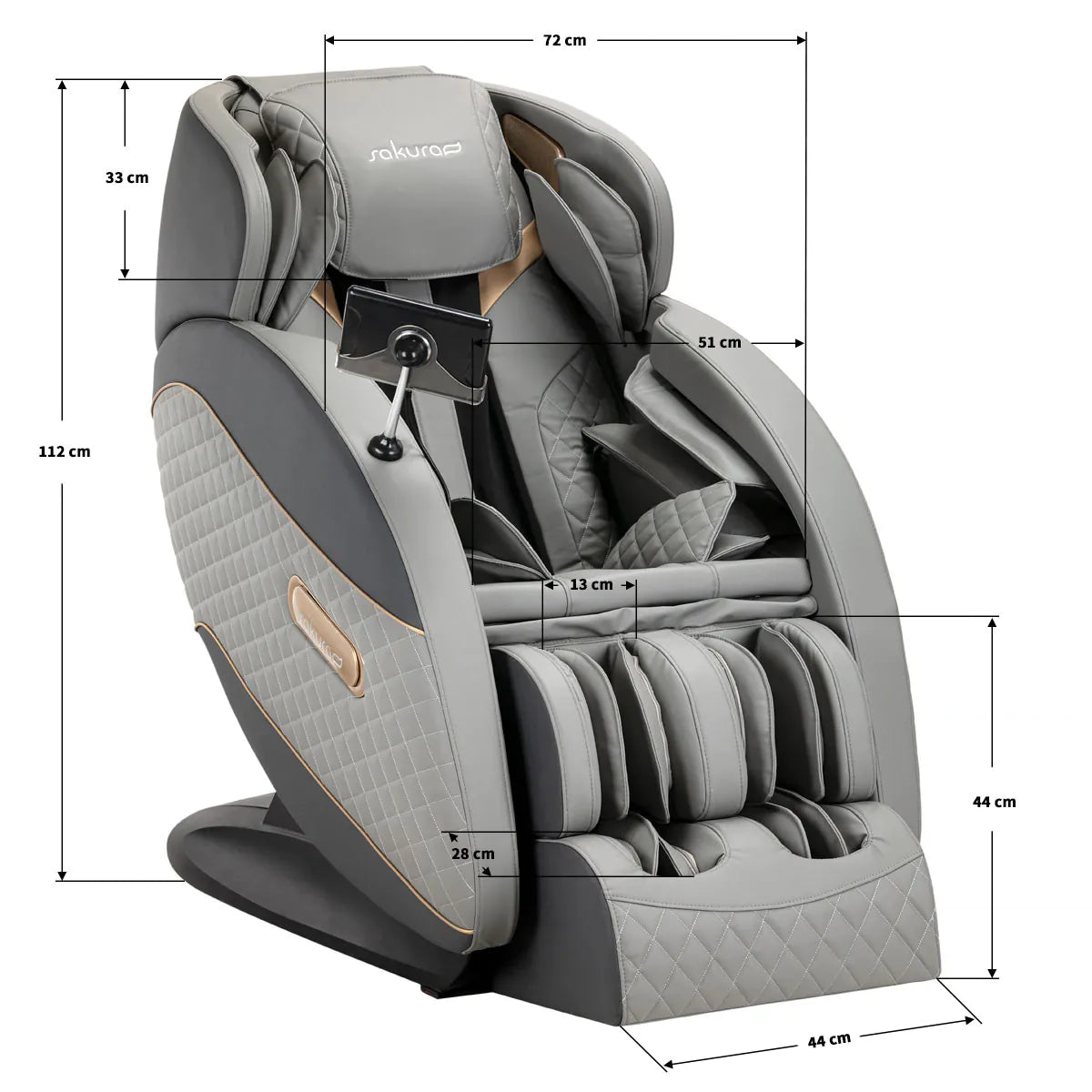 Sakura Standard 801 Massage Chair Grey - close-up of the upholstery and adjustment details