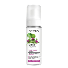 Sessio Green Therapy Gentle Foam Shampoo Dry & Sensitive Scalp - retail hair-care container isolated on a white background