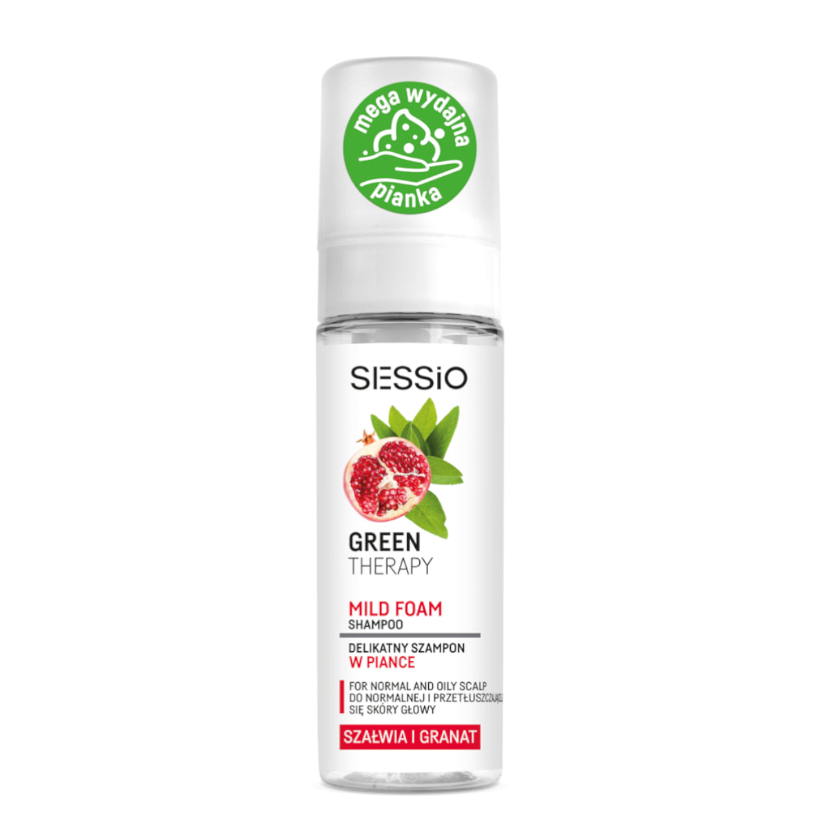 Sessio Green Therapy Gentle Foam Shampoo Normal & Oily Scalp - retail hair-care container isolated on a white background