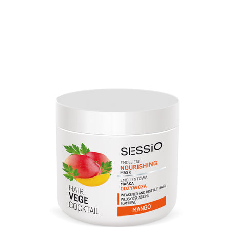 Sessio Hair Vege Cocktail Emollient Nourishing Mask Mango - retail hair-care container isolated on a white background