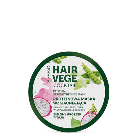 Sessio Hair Vege Cocktail Protein Strengthening Mask Dragon Fruit (EXP 09/2026) - retail hair-care container isolated on a white background