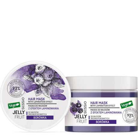 Sessio Jelly Fruit Medium Porosity Hair Mask with Lamination Effect Blueberry - retail hair-care container isolated on a white background