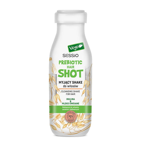 Sessio Prebiotic Hair Shot Cleansing Hair Shake Inulin & Oat Milk - retail hair-care container isolated on a white background