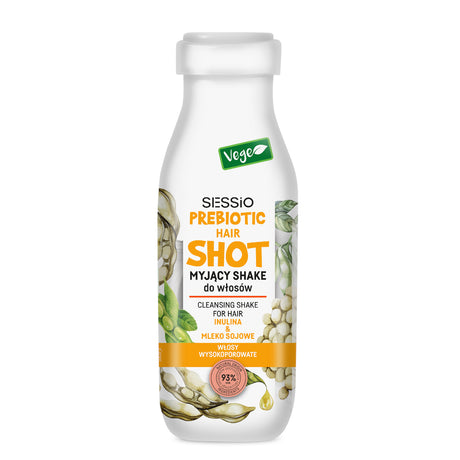 Sessio Prebiotic Hair Shot Cleansing Hair Shake Inulin & Soya Milk - retail hair-care container isolated on a white background