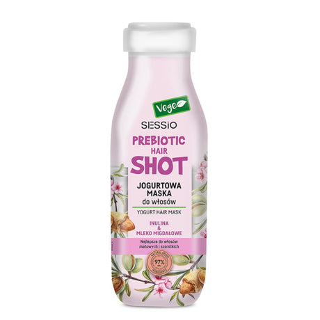 Sessio Prebiotic Hair Shot Yogurt Hair Mask Inulin & Almond Milk - retail hair-care container isolated on a white background