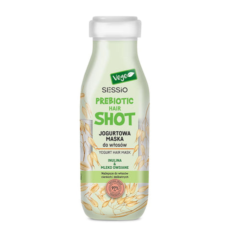 Sessio Prebiotic Hair Shot Yogurt Hair Mask Inulin & Oat Milk - retail hair-care container isolated on a white background