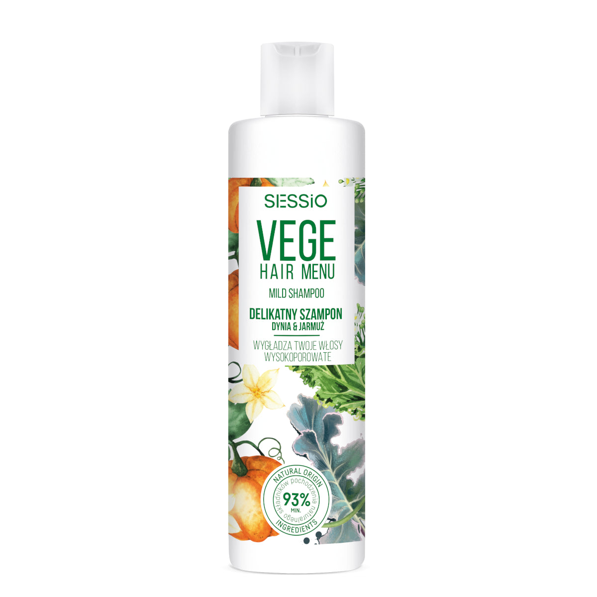 Sessio Vege Hair Menu Delicate Shampoo High Porosity Hair - retail hair-care container isolated on a white background