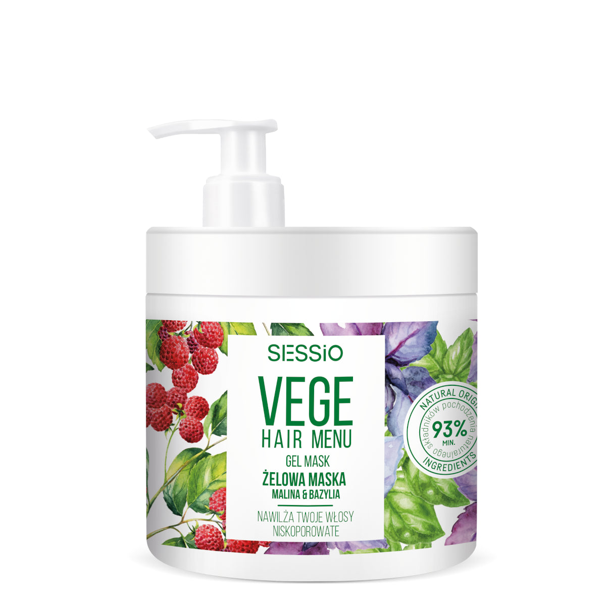 Sessio Vege Hair Menu Moisturising Gel Mask Low Porosity Hair - retail hair-care container isolated on a white background