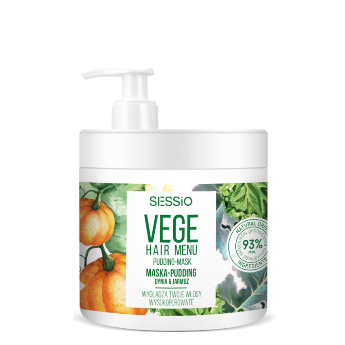 Sessio Vege Hair Menu Pudding Mask High Porosity Hair - retail hair-care container isolated on a white background