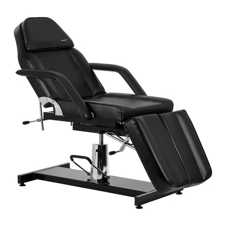 Sillon 210 Hydraulic Pedicure Bed With Rocking Function & Split Footrest Black - full product view at an angle on a white background