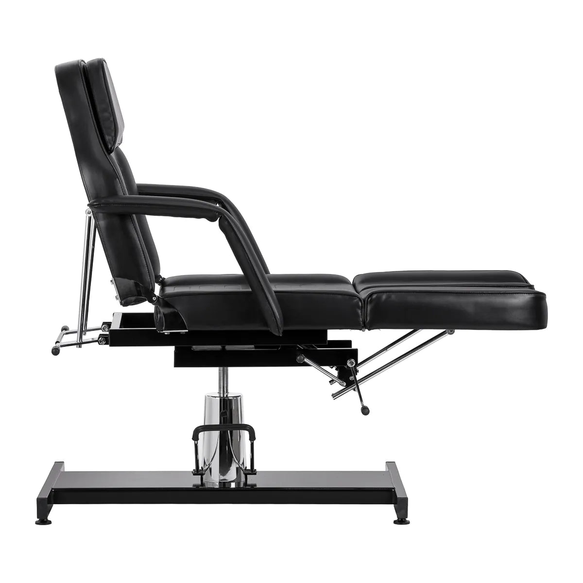 Sillon 210 Hydraulic Pedicure Bed With Rocking Function & Split Footrest Black - full product view on a white background