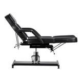 Sillon 210 Hydraulic Pedicure Bed With Rocking Function & Split Footrest Black - close-up of the upholstery and adjustment details