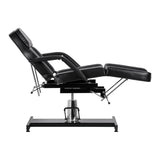 Sillon 210 Hydraulic Pedicure Bed With Rocking Function & Split Footrest Black - close-up of the upholstery and adjustment details